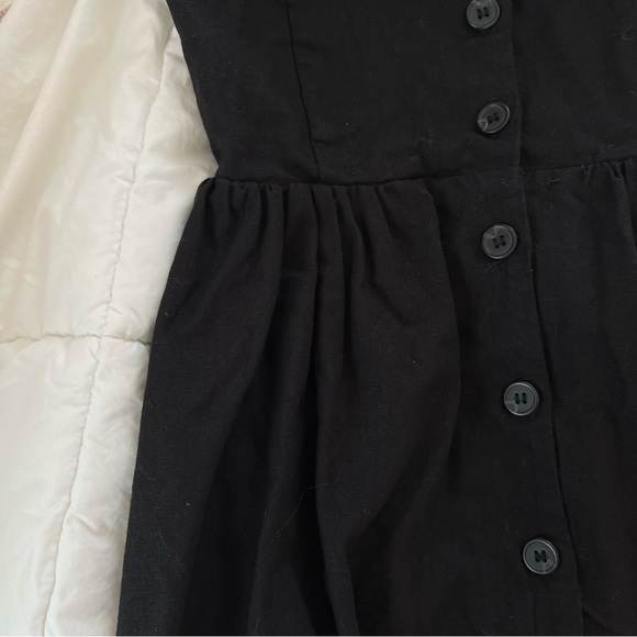 H&M Black Sweetheart Neckline Linen Midi Dress - Picture 5 of 6